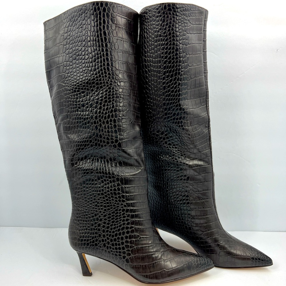 STEVE MADDEN LAVAN WOMEN’S BOOTS BROWN CROCODILE PRINT, UPPER LEATHER, SIZE 8M - Picture 2 of 16